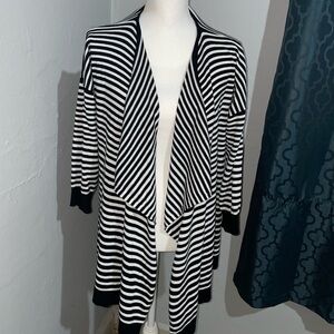 Cable & Gauge Black and White Striped Cardigan
